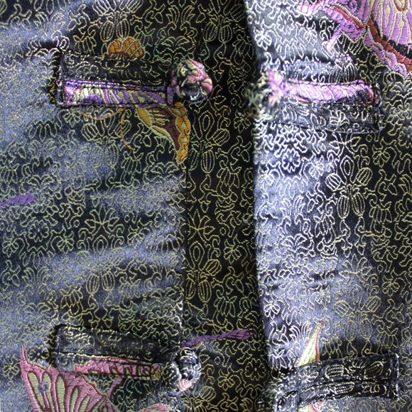 VTG Robert Louis Butterfly Print Silk Jacket M - Picture 7 of 14